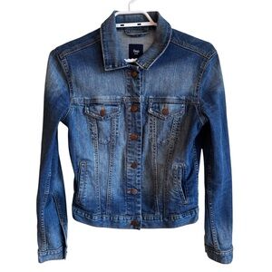 GAP Denim Jacket XS | Classic Blue Button-Up Jean Jacket Fitted Stretch Trucker
